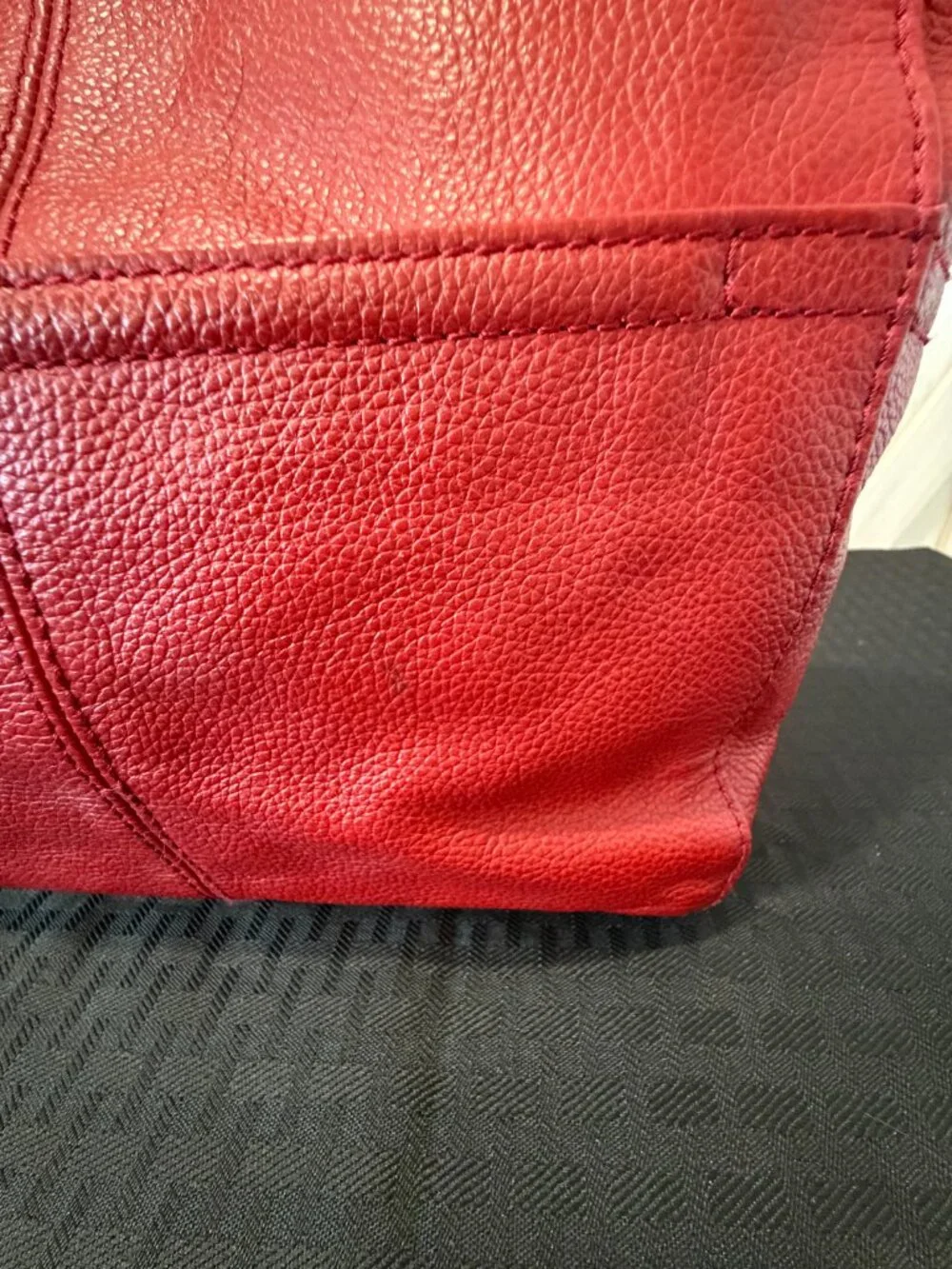 Tignanello Red Pebbled Leather Tote Bag